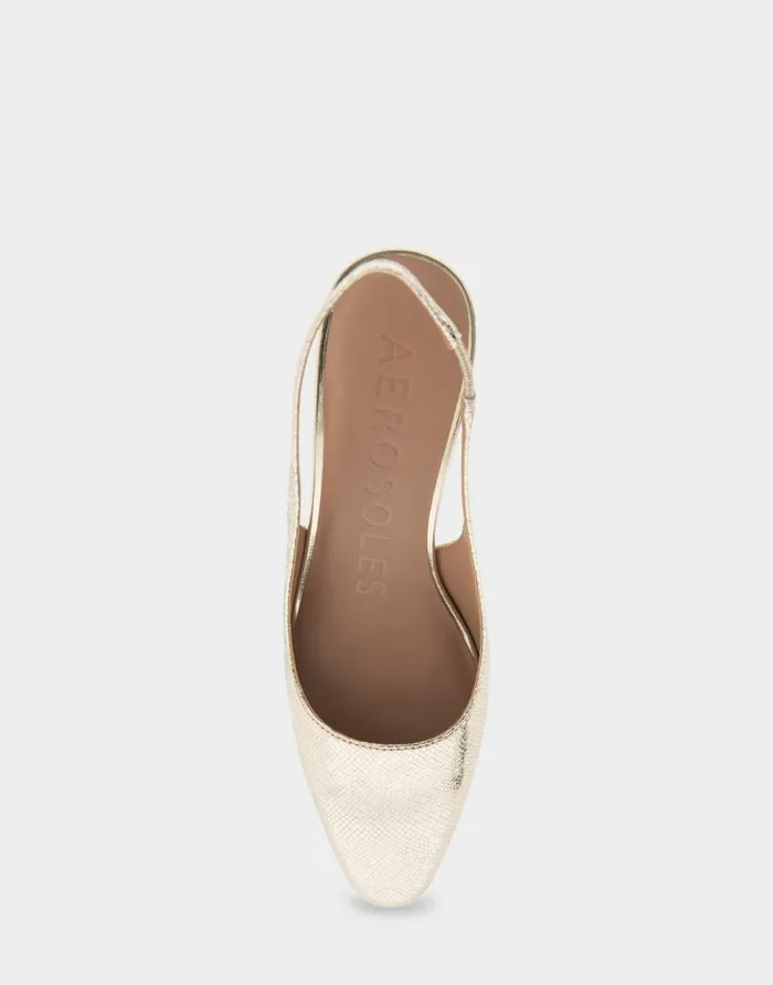 Aerosoles Comfortable Women039s Slingback Midheel Pump In Platino Leather Platino Leather Women Pumps