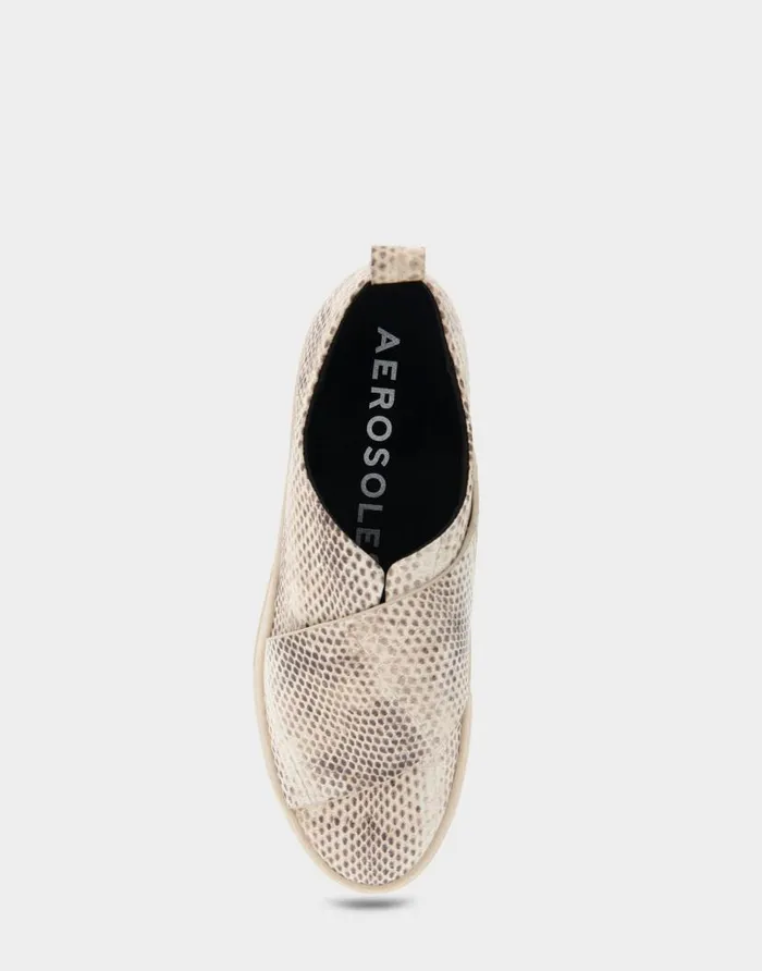 Aerosoles Comfortable Women039s Slip On Hidden Wedge Sneaker In Roccia Snake Print Leather Roccia Snake Print Leather Women Flatforms