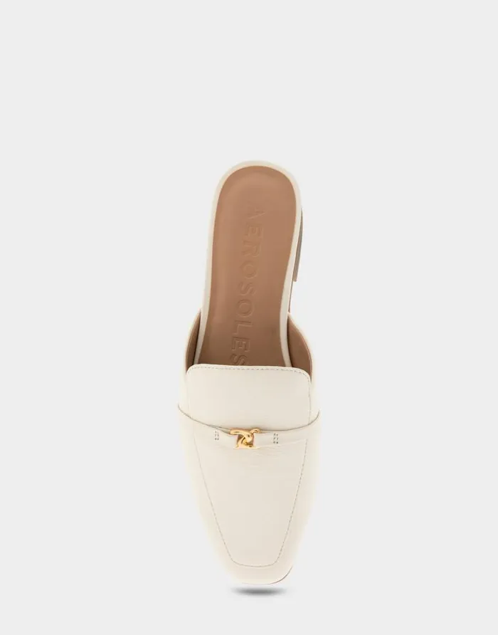 Aerosoles Comfortable Women039s Tailored Slip On Loafer In Eggnog Pebbled Leather Eggnog Pebbled Leather Women Clogs and Mules