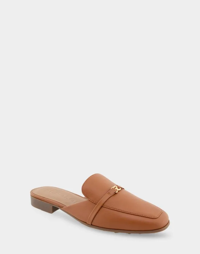 Aerosoles Comfortable Women039s Tailored Slip On Loafer In Tan Pebbled Leather Tan Pebbled Leather Women Clogs and Mules