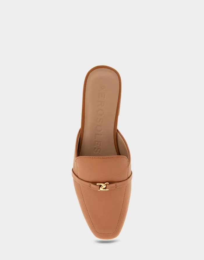 Aerosoles Comfortable Women039s Tailored Slip On Loafer In Tan Pebbled Leather Tan Pebbled Leather Women Clogs and Mules
