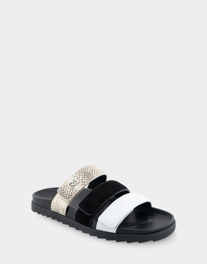 Aerosoles Comfortable Women039s Three Band Footbed Sandal In White Leather White Multi Leather Women Clogs and Mules