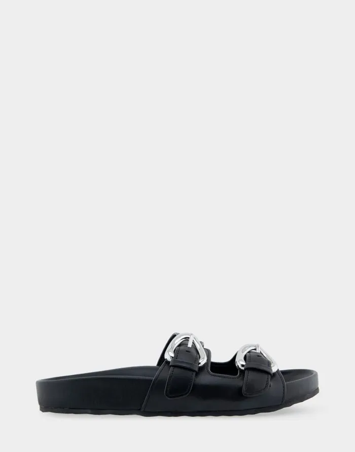 Aerosoles Comfortable Women039s Two Band Molded Footbed Sandal In Black Leather Black Leather Women Clogs and Mules Aerosoles Comfortable Women039s Two Band Molded Footbed Sandal In Black Leather Black Leather Women Clogs and Mules