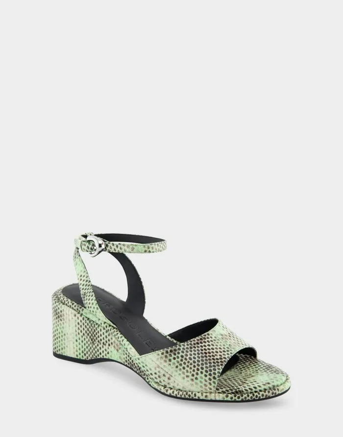 Aerosoles Comfortable Women039s Two Piece Ankle Strap Wedge Sandal In Gleam Snake Embossed Leather Gleam Snake Embossed Leather Women Wedges
