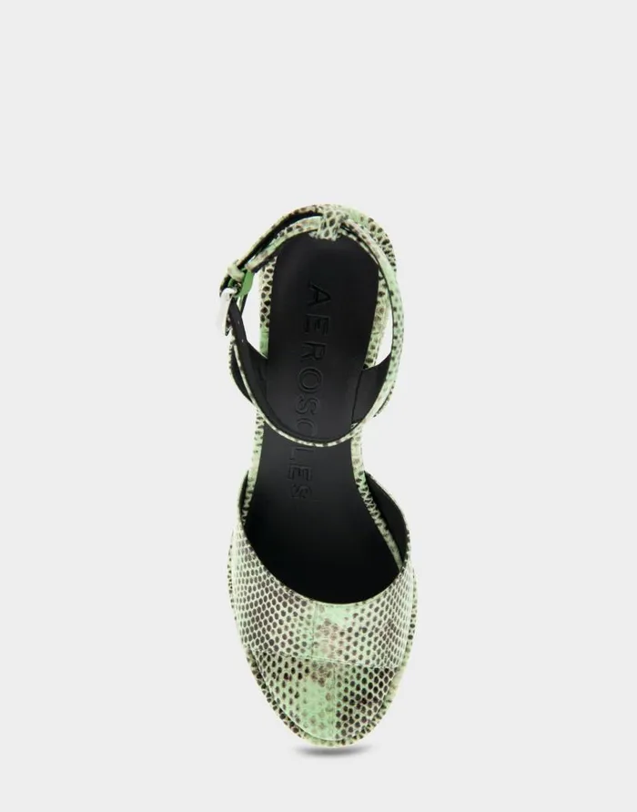 Aerosoles Comfortable Women039s Two Piece Ankle Strap Wedge Sandal In Gleam Snake Embossed Leather Gleam Snake Embossed Leather Women Wedges