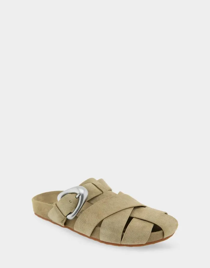 Aerosoles Comfortable Women039s Woven Fisherman Footbed Slip On In Olive Branch Suede Olive Branch Suede Women Clogs and Mules