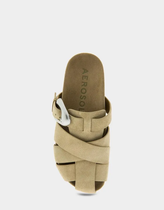 Aerosoles Comfortable Women039s Woven Fisherman Footbed Slip On In Olive Branch Suede Olive Branch Suede Women Clogs and Mules