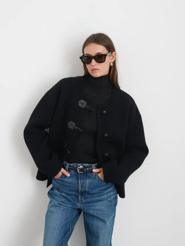 Alex Mill Jackets Outerwear Women Aubrey Sweater Jacket In Merino Wool Black