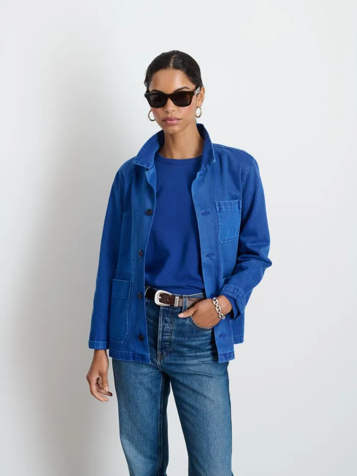 Alex Mill Jackets Outerwear Women Britt Work Jacket In Recycled Denim Electric Blue