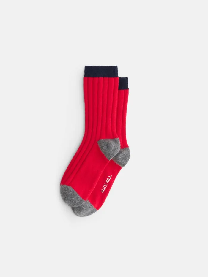 Alex Mill Men Cashmere Socks Redheather Greynavy