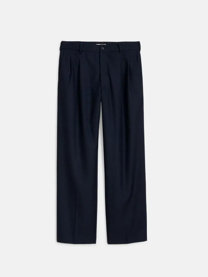 Alex Mill Pants Men Henry Pleated Trouser In Wool Flannel Navy