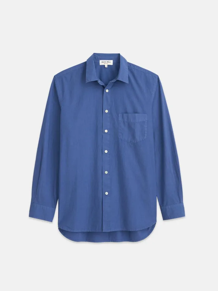 Alex Mill Shirts Men Easy Shirt In Cotton Poplin Grey Blue