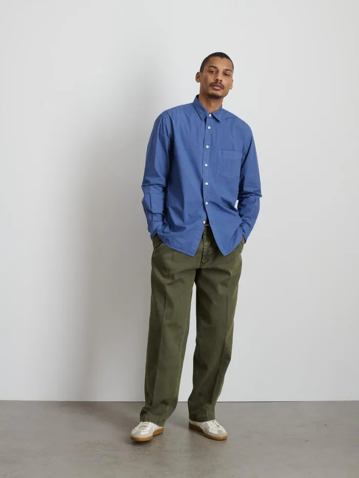 Alex Mill Shirts Men Easy Shirt In Cotton Poplin Grey Blue