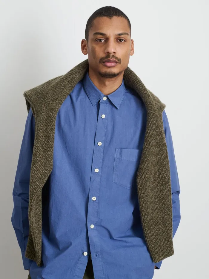 Alex Mill Shirts Men Easy Shirt In Cotton Poplin Grey Blue