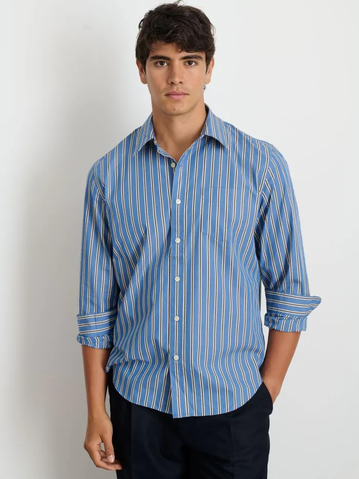 Alex Mill Shirts Men Mill Shirt In Halo Stripe Blueivory