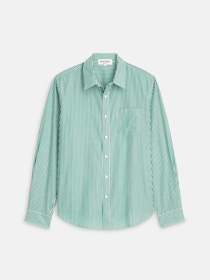 Alex Mill Shirts Men Mill Shirt In Striped Cotton Poplin Greenwhite