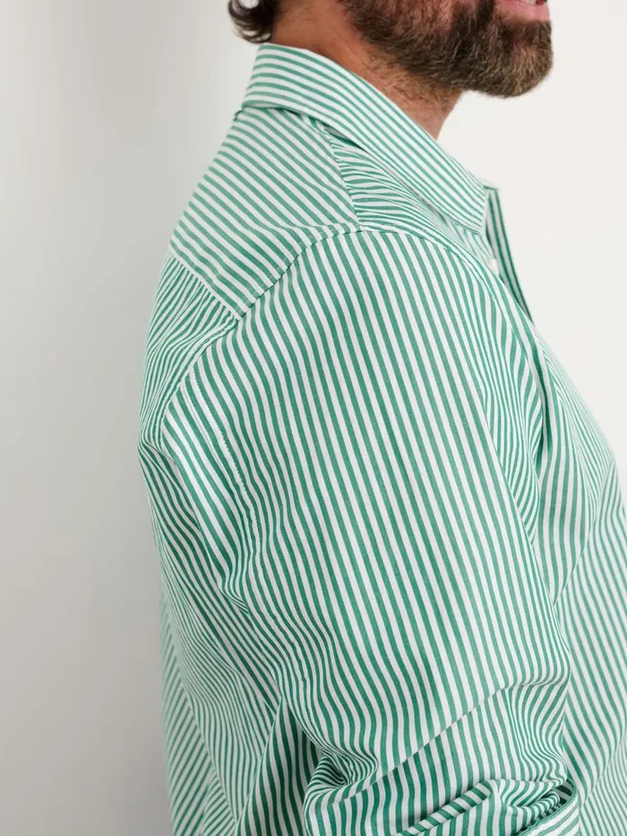 Alex Mill Shirts Men Mill Shirt In Striped Cotton Poplin Greenwhite