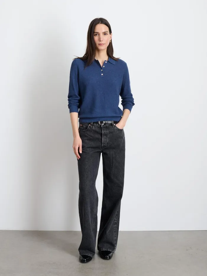 Alex Mill Sweaters Women Jac Polo Sweater Faded Navy