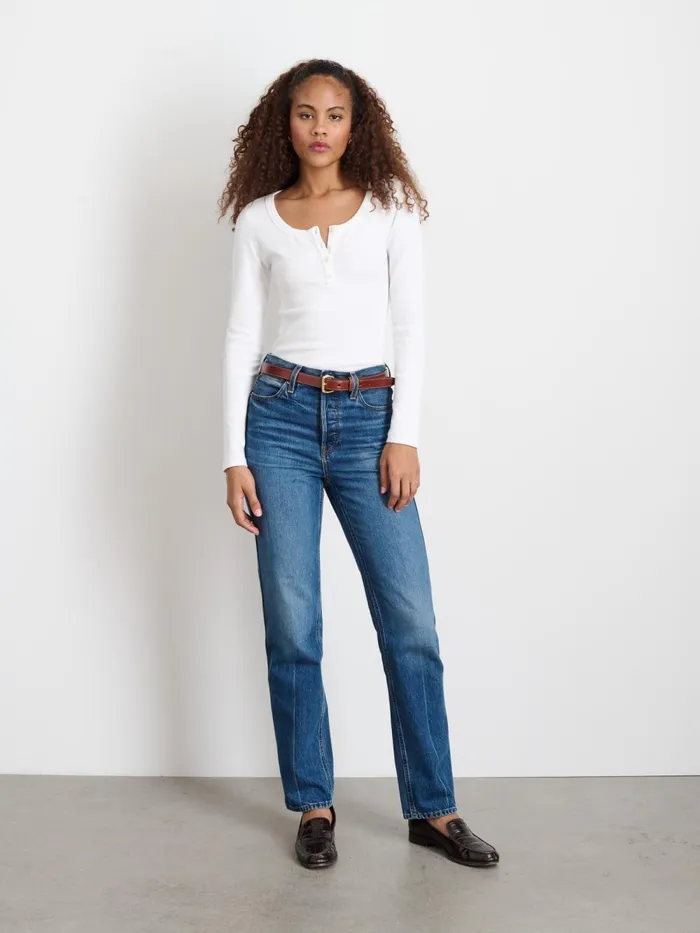 Alex Mill Tees Tanks Women Everyday Ribbed Henley Sea Salt Alex Mill Tees Tanks Women Everyday Ribbed Henley Sea Salt