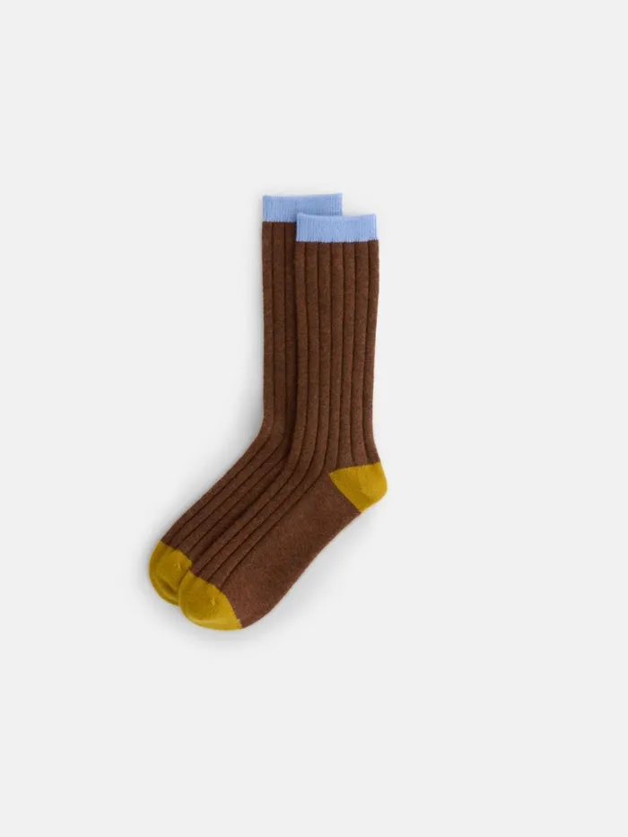 Alex Mill Women Cashmere Socks Chestnutgoldlight Blue