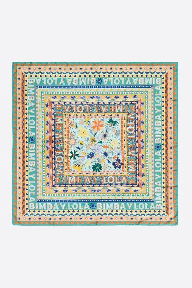 Aquamarine Logos And Floral Borders Scarf Aquamarine Women Bimba Y Lola Scarves Aquamarine Logos And Floral Borders Scarf Aquamarine Women Bimba Y Lola Scarves