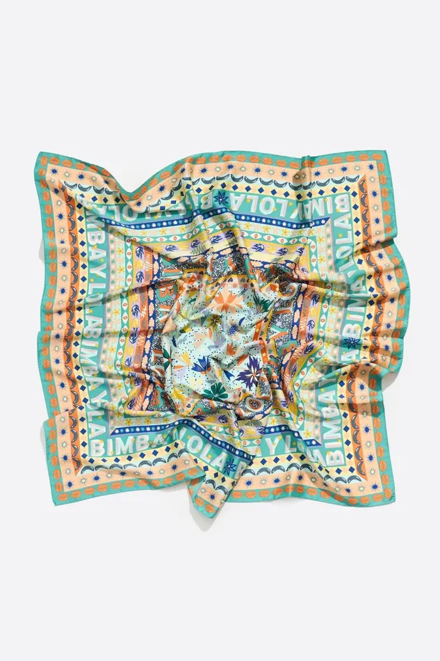 Aquamarine Logos And Floral Borders Scarf Aquamarine Women Bimba Y Lola Scarves Aquamarine Logos And Floral Borders Scarf Aquamarine Women Bimba Y Lola Scarves