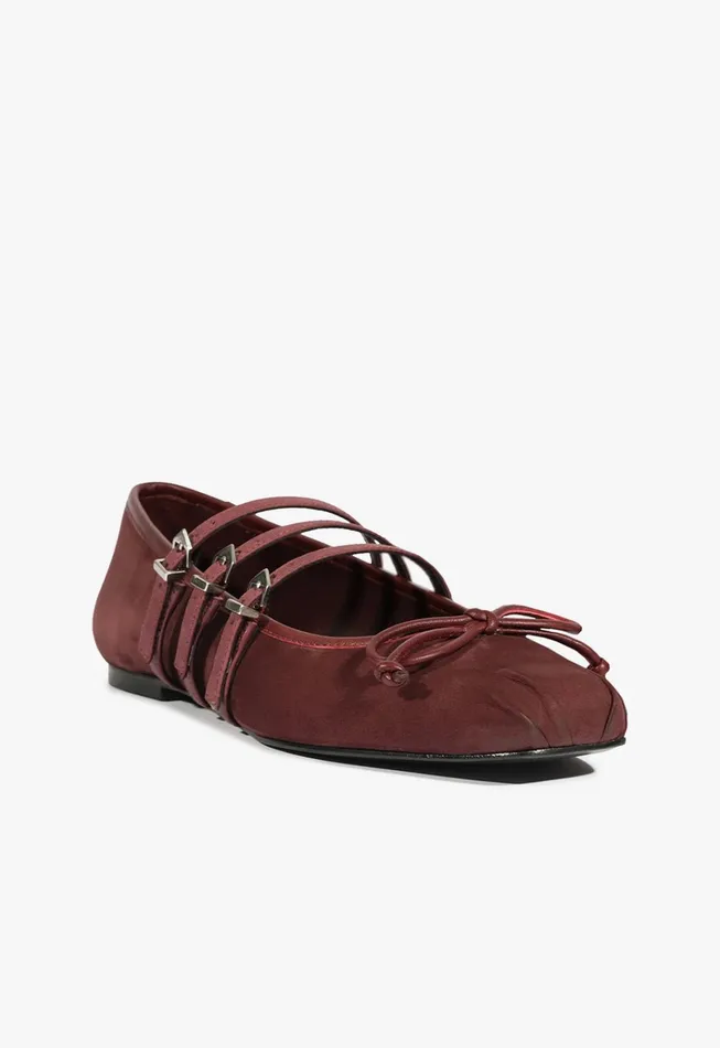 Arissa Strap Flat Cherry Wine Women Schutz Shoes Ballerinas