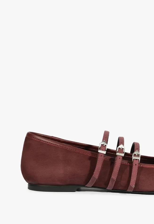 Arissa Strap Flat Cherry Wine Women Schutz Shoes Ballerinas