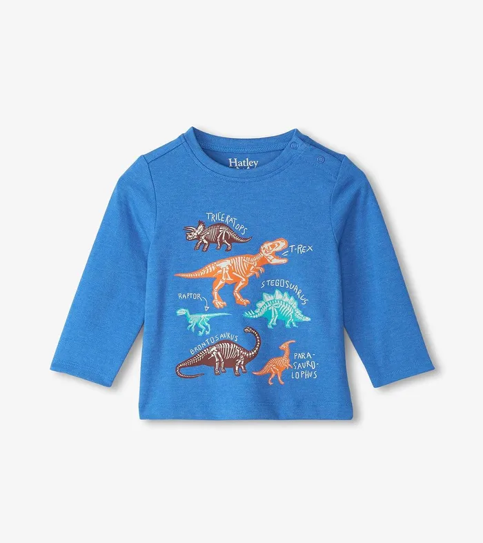 Baby and Toddler Boys Dinosaur Bones Long Sleeve TShirt Hatley