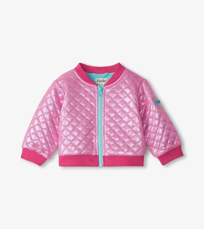 Baby and Toddler Girls Rose Violet Metallic Bomber Jacket Hatley