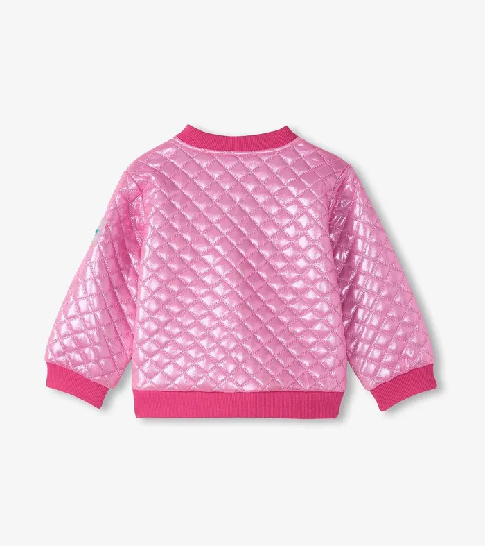 Baby and Toddler Girls Rose Violet Metallic Bomber Jacket Hatley