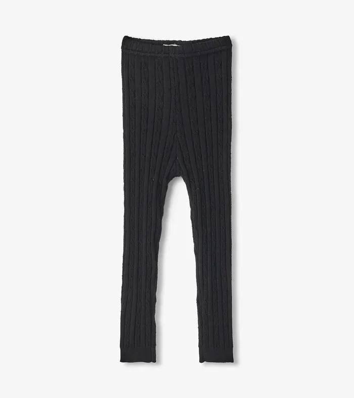 Baby Girls Black Cable Knit Leggings Hatley