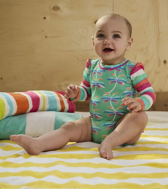 Baby Girls Rainbow Palm Rashguard Swimsuit Hatley