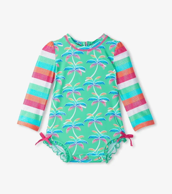 Baby Girls Rainbow Palm Rashguard Swimsuit Hatley
