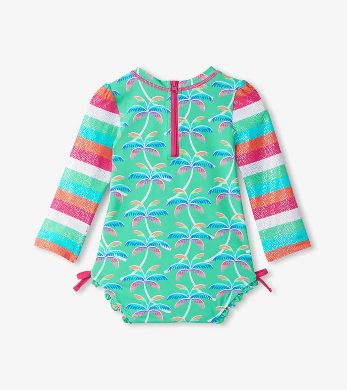 Baby Girls Rainbow Palm Rashguard Swimsuit Hatley