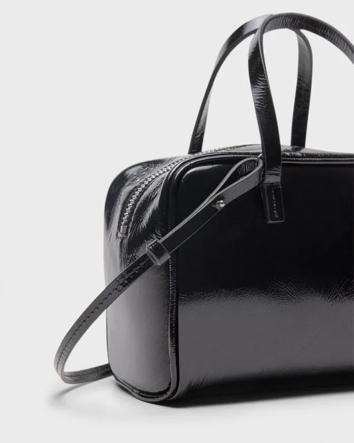 Bags Women Theory Mini Pillow Bag In Crinkled Patent Leather Black Bags Women Theory Mini Pillow Bag In Crinkled Patent Leather Black