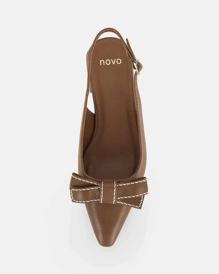Ballet Flats Women CARLINA CARAMEL Slip Ons NOVO Shoes