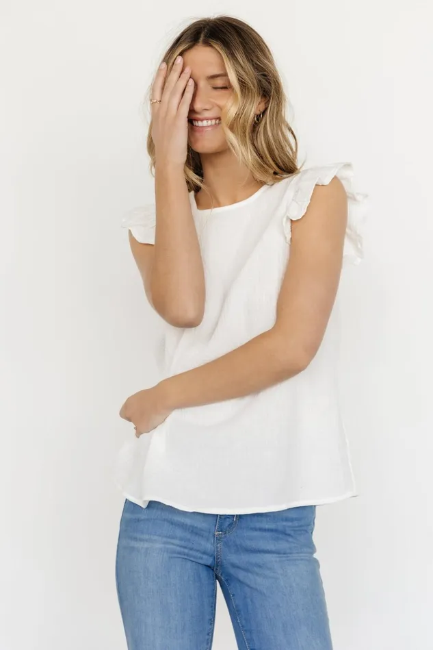 Baltic Born Blouses Shirts Women Arlowe Ruffle Top White Baltic Born Blouses Shirts Women Arlowe Ruffle Top White