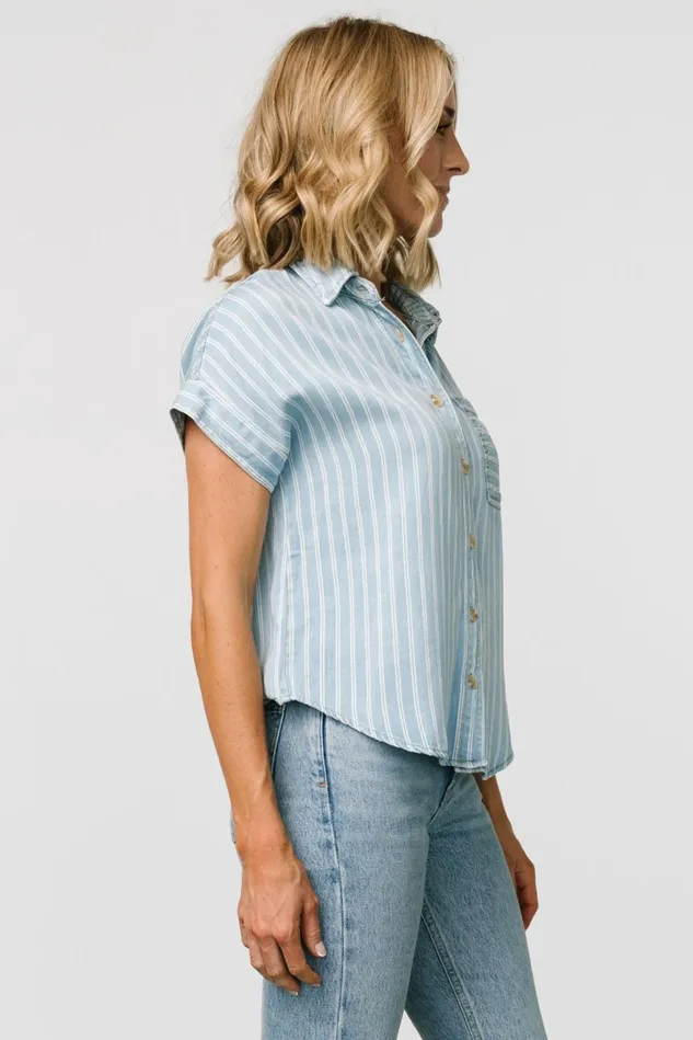 Baltic Born Blouses Shirts Women Berkley Striped Top Denim Blue Baltic Born Blouses Shirts Women Berkley Striped Top Denim Blue
