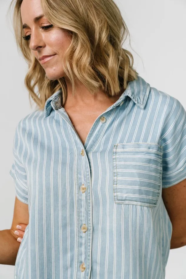 Baltic Born Blouses Shirts Women Berkley Striped Top Denim Blue Baltic Born Blouses Shirts Women Berkley Striped Top Denim Blue