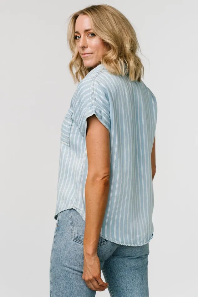 Baltic Born Blouses Shirts Women Berkley Striped Top Denim Blue Baltic Born Blouses Shirts Women Berkley Striped Top Denim Blue