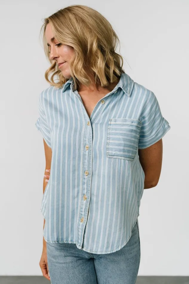 Baltic Born Blouses Shirts Women Berkley Striped Top Denim Blue Baltic Born Blouses Shirts Women Berkley Striped Top Denim Blue