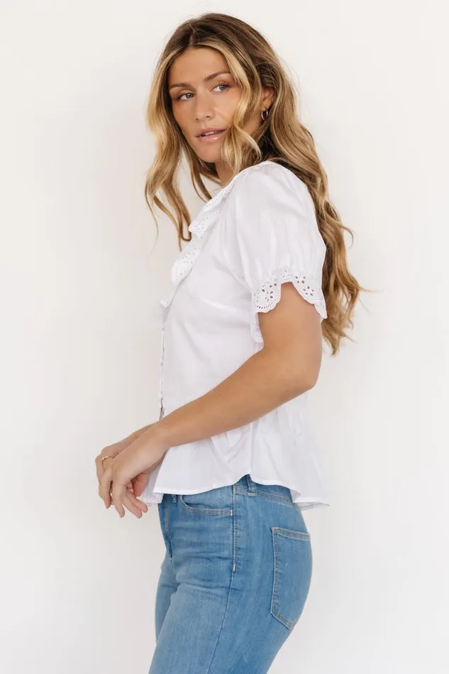 Baltic Born Blouses Shirts Women Devereux Button Eyelet Top White Baltic Born Blouses Shirts Women Devereux Button Eyelet Top White