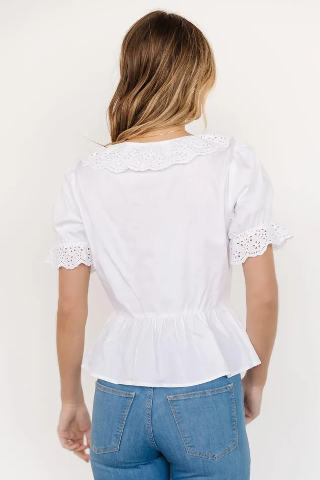 Baltic Born Blouses Shirts Women Devereux Button Eyelet Top White Baltic Born Blouses Shirts Women Devereux Button Eyelet Top White