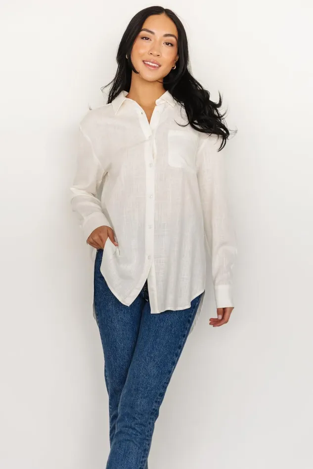 Baltic Born Blouses Shirts Women Harlan Linen Button Down Top Off White