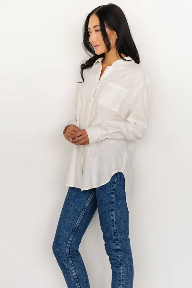 Baltic Born Blouses Shirts Women Harlan Linen Button Down Top Off White Baltic Born Blouses Shirts Women Harlan Linen Button Down Top Off White