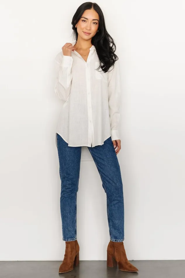 Baltic Born Blouses Shirts Women Harlan Linen Button Down Top Off White Baltic Born Blouses Shirts Women Harlan Linen Button Down Top Off White