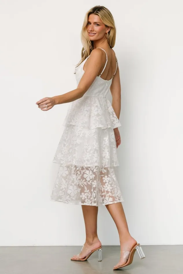 Baltic Born Bridal Women Giavanna Tiered Midi Dress Off White