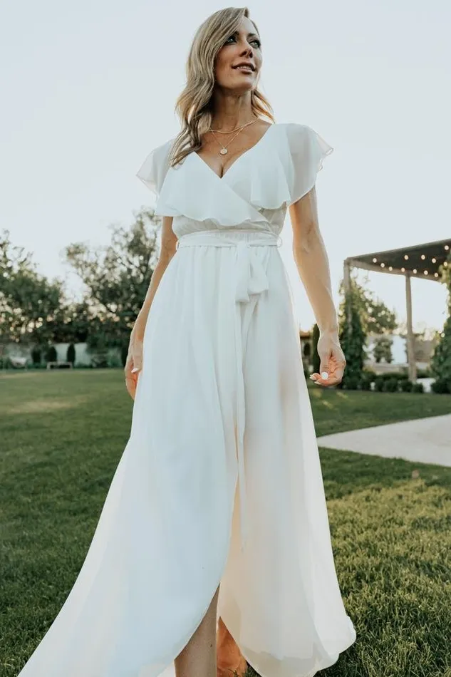 Baltic Born Bridal Women Katya Ruffle Maxi Dress White