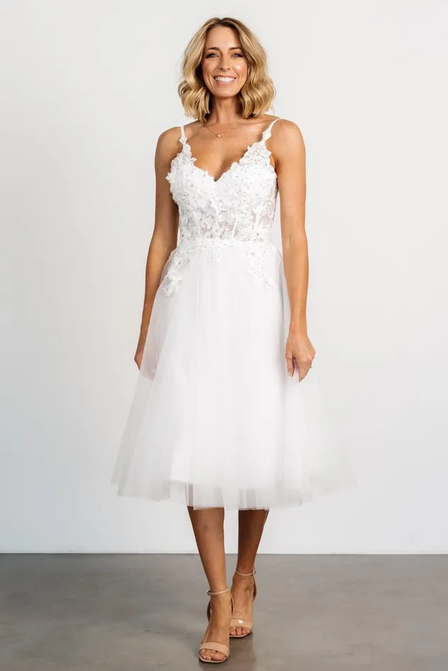 Baltic Born Bridal Women Noelle Shimmer Midi Dress Off White